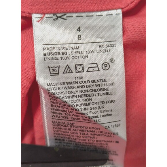 Gap Linen/Cotton Pink Diamond Weave Fit & Flare Square Neck Dress sz 4 Preppy - Picture 12 of 12